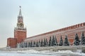 Spasskaya Tower and Kremlin Wall in Snow Royalty Free Stock Photo